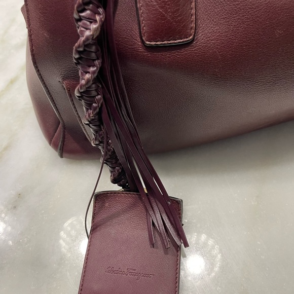 Salvatore Ferragamo Ferragamo Red Gancini Leather Satchel Dark red - Picture 10 of 17